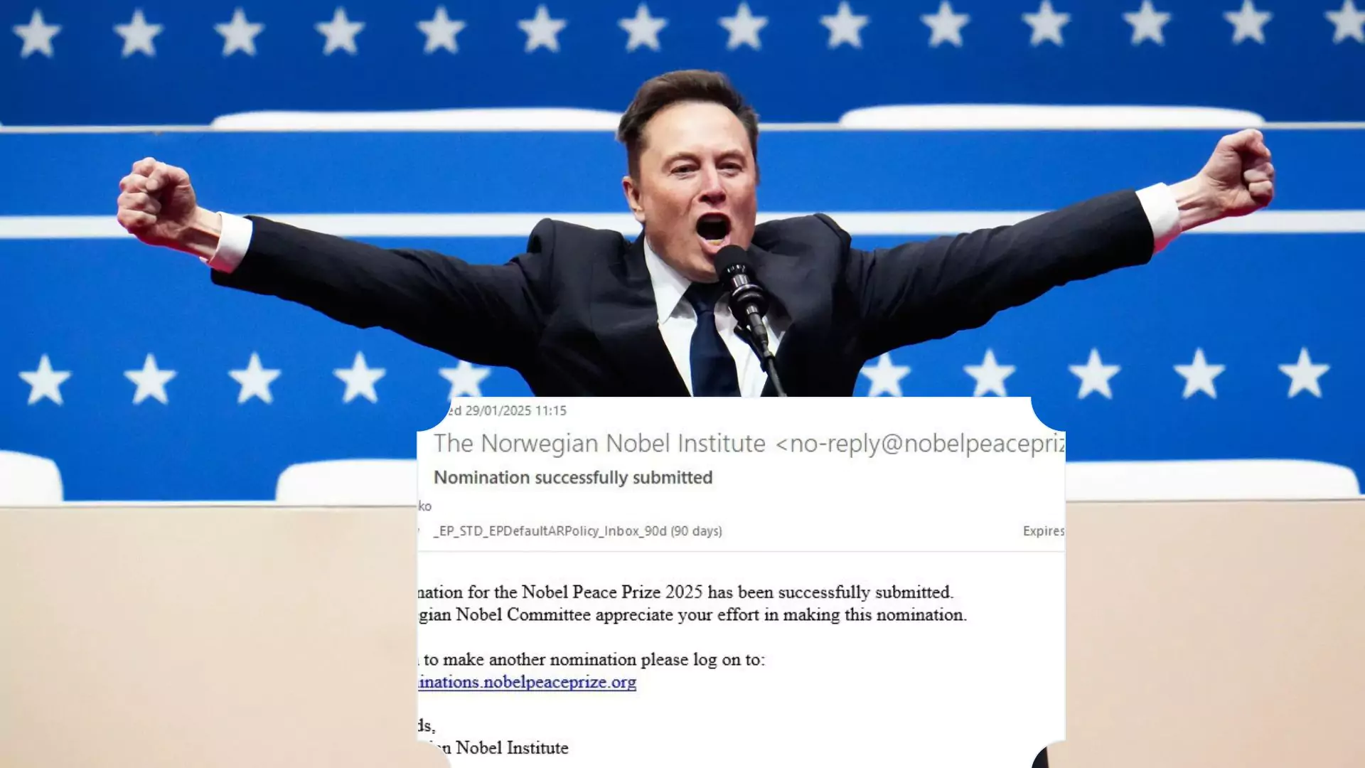 Elon Musk nominated for 2025 Nobel Peace Prize for protection of free speech.