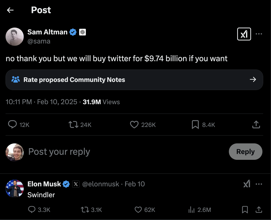 Sam Altman response to Elon Musk on Twitter